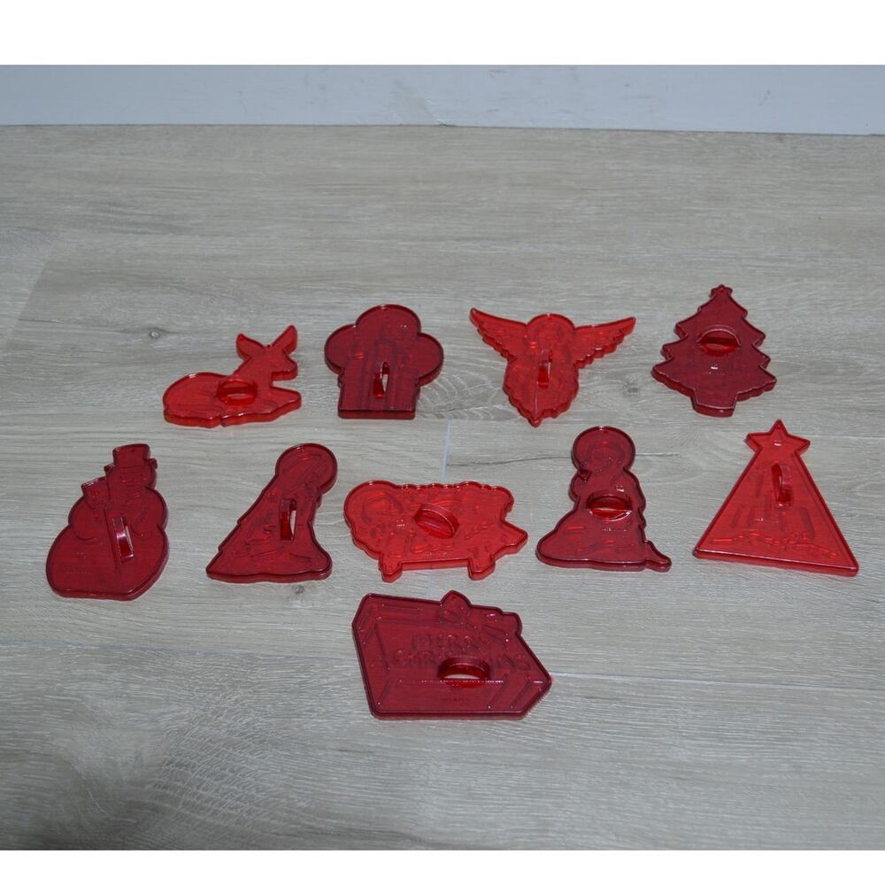 Vintage HRM Red Plastic Cookie Cutters Lot of 10 Christmas Nativity Scene